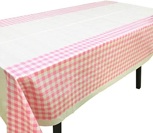 Tocada de mesa quadriculada rosa de Joysail - plástico, 42 x 70 polegadas - toalhas de mesa rosa claro para festas - tampa de mesa