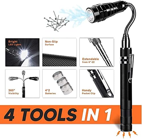 Presentes Pastaco para pai/pai/homens que têm tudo, ferramenta universal de chave de soquete e ferramenta telescópica de captação magnética com luzes LED