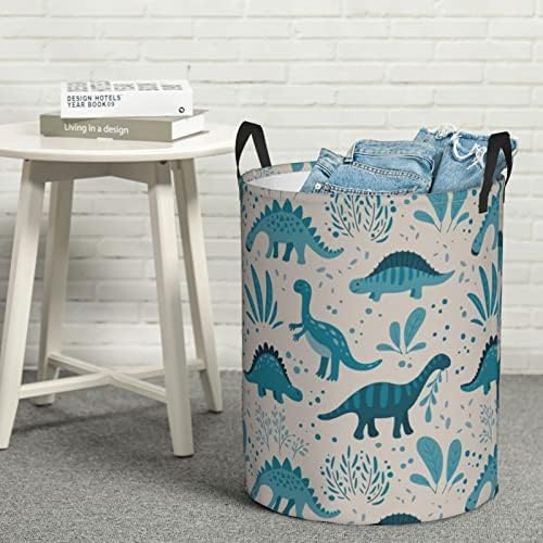 Dinosaur Laundry Horty Torçando cestas de lavanderia dobrável com alças cesto de roupas dobráveis ​​sujas saco de lavanderia cesto de armazenamento redondo para quarto animal animal 0