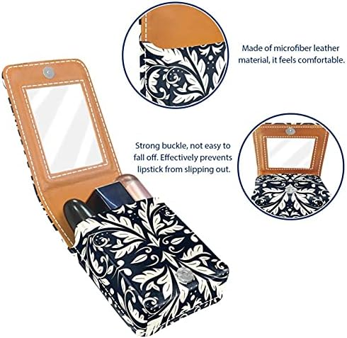 Caixa de batom com espelho geométrico Bohemian Lip Gloss Solter Portable Batom Storage Box Travel Bolsa de maquiagem Mini bolsa cosmética de couro segura 3 batom de batom