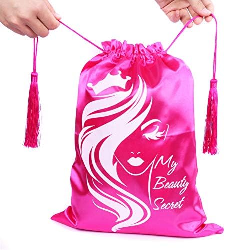 Sacos de armazenamento de cabelo para moda feminina, sacos de manchas com cordão grande para extensões de cabelo, feixes, perucas,