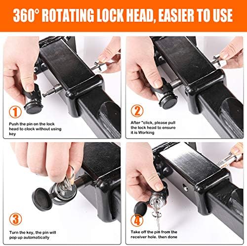 CZC Auto Hitch Receiver Pino Bloqueio Hitch Lock Lock de 5/8 polegadas trava para o receptor da classe III IV 2-1/2 polegadas