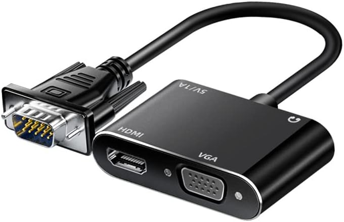 Adaptador VGA para HDMI VGA, Dual Display 1080p VGA para HDMI VGA Splitter Converter com cabo de carregamento e cabo de áudio de 3,5