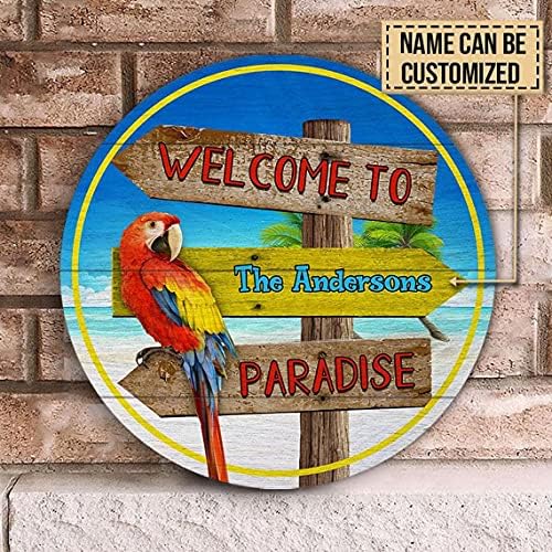 Souleather Personalized Beach Welcome to Paradise Circle de madeira personalizada, bar tiki, presentes personalizados, sinal