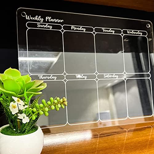 Planejadores mensais e semanais, conjunto claro de 2 calendário de decoração para a placa de apagamento seco para geladeira,