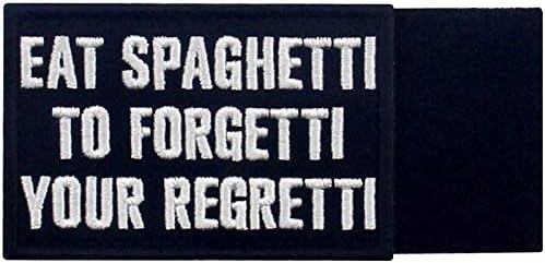 Coma espaguete para esquecer o seu regretto patch bordado bordado moral motociclista de fixador de fixador e emblema de loop,