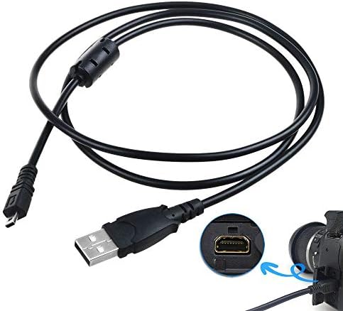 Kybate 3ft Black USB Cable Word Lead para Câmera Panasonic Lumix DMC-FZ28K DMC-FZ28S