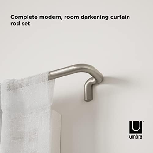 Umbra Twilight Curtain Rod Set-Wrap Around Design é ideal para blecaute ou painéis escurecentes, 88-144, níquel