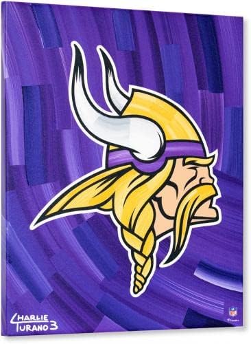 Minnesota Vikings 16 x 20 Logotipo com Purple Abstract Background Gallery embrulhado Giclee - Arte e impressões originais