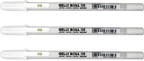 Sakura - 37488 Gelly Roll Classic 08 3 Pack Pen, branco