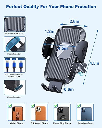 Montagem do telefone Decvamix para carro [robustez e braço flexível] Mãos Livre Durável Suporte de telefone Durável Mount Big Tene