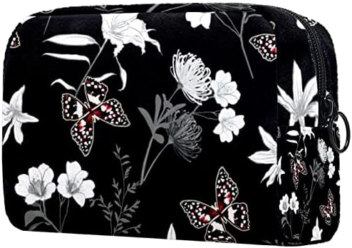Bolsa de maquiagem de padrões de flores bolsa de zíper fofo grande viagem de cosméticos para mulheres para girls saco de organizador