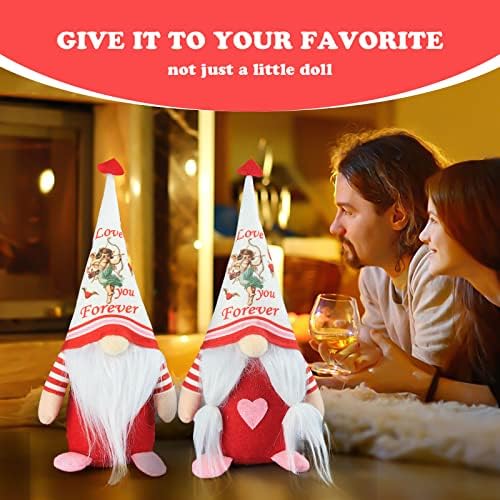 Gnomos de namorados de estrela beje 2Pack Valentines Gnomos Decorações para ornamentos de mesa em casa Scandinavian Tomte Elf Gnome Gnome Decorações