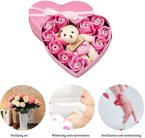 Kuyyfds, Caixa de presente em forma de coração rosa Caixa de banho Soofte flor 10 capa perfumada Caixa de presente