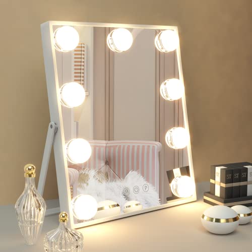 Manocorro 9 Bulbos LEDs espelho de vaidade de Hollywood com luzes, espelho de maquiagem de Hollywood, espelho iluminado por