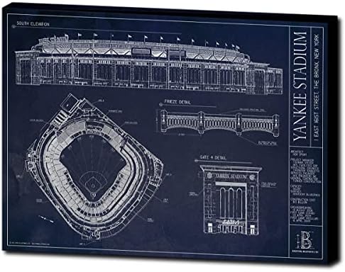 Blueprint do Yankee Stadium 18x24 Impressão de tela