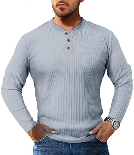 Camisas de pólo masculinas de YRW Menção de manga longa Classic clássica, camisa de golfe de cor sólida com nervuras sólidas