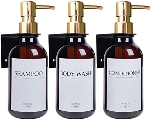 Dispensador de shampoo para parede de chuveiro, shampoo e dispensador de condicionador com 16 rótulos à prova d'água,