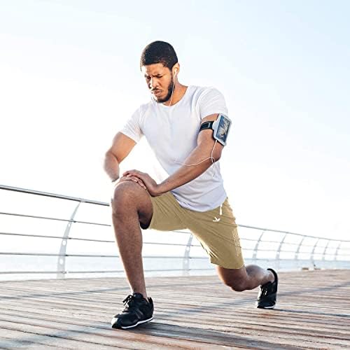 Lushenuni Men's Athletic Gym Shorts Light Shorts de exercícios de corrida rápida seco com zíper bolsões 7 Treinamento