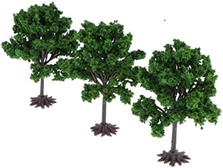 NUPART 3PCS 10cm Modelo Arquitetura de árvore Trem Railway Warged Game Diorama Layout Micro World World encolhida