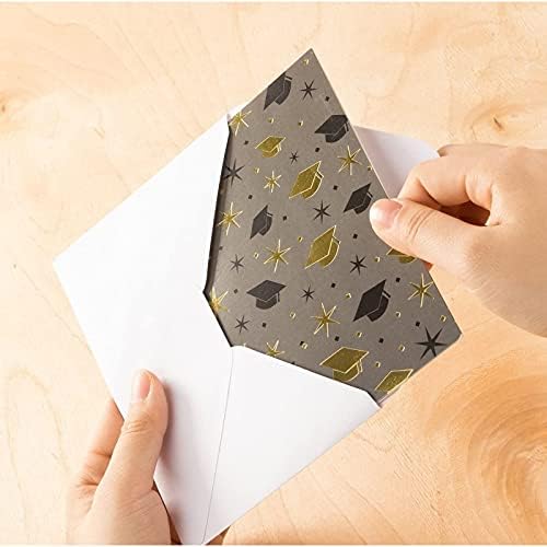 Cartões de graduação com envelopes, 6 designs de folha de ouro