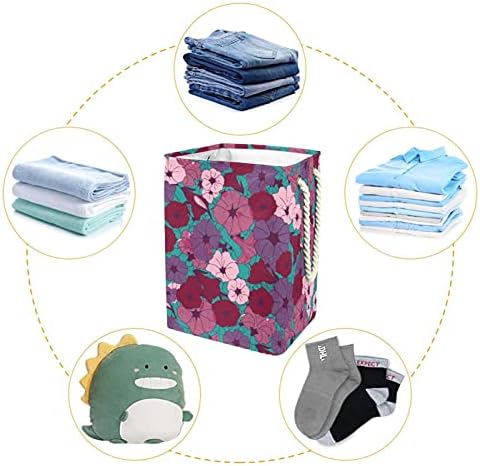 Sacos de armazenamento de cesta de floros florais rosa tropical com revestimento embutido com suportes destacáveis ​​cesto de roupa dobrável para brinquedos organizações de roupas