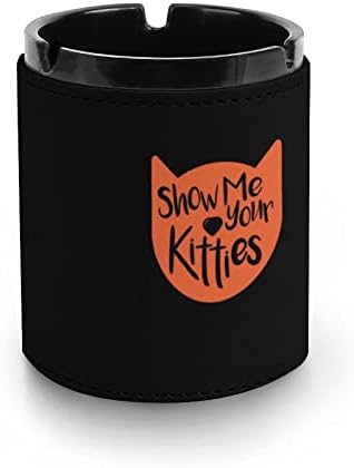 Show_me_your_kitties cinzas de couro para cigarros redondo bandejas de cinzas para escritório em casa e restaurantes