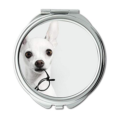 Espelho, espelho compacto, parada para cães fofos cachorro, espelho de bolso, ampliação de 1 x 2x