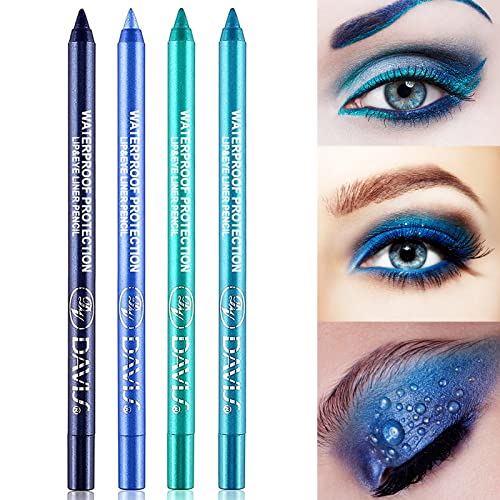 4 cores Conjunto de caneta de delineador fosco, caneta de delineador impermeável azul - azul escuro azul azul claro azul, conjunto