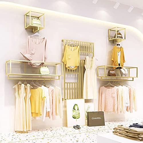 Mdepyco Creative Square Exibir prateleiras de vestuário em lojas de roupas boutique, prateleira de roupas suspensa montada na parede