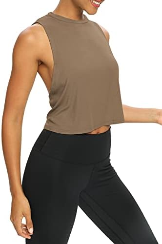 Bestisun feminino aberto tops back tops cortados solto ajuste com nervuras de ioga tampas de ioga sem camisa esportiva sem
