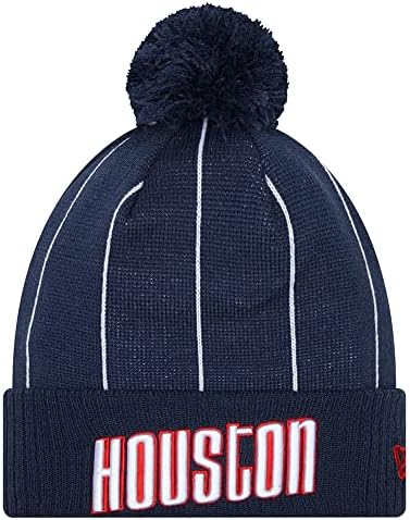 New Era Houston Rockets 2021/22 City Edition Official Cuffed Pom Knit Beanie Hat Blue