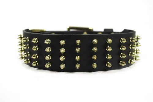 Dean & Tyler Leather Dog Collar 4 filmes Spikes Black - 36 por 2 1/4 Largura. Caberá no tamanho do pescoço 34 '' - 38 ''.