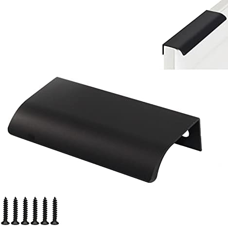 Alça da borda do dedo da liga de alumínio de 150 mm Pull Black Modern Style Drawer Cupboard Handles Handles de guarda -roupa (6 peças