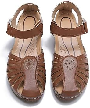 Sandálias fechadas do pé para mulheres sandálias ortóticas de verão, sandálias de plataforma de cunha cortadas de cunha