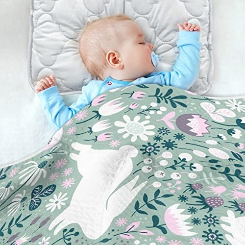 Junzan páscoa coelhos fofos de flores silvestres cobertores de bebê floral para meninas meninos algodão cobertor para recém -nascidos berçário de criança berçário