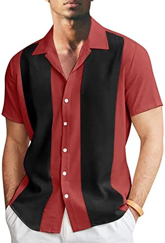 2023 Novos moda masculina e lazer com o botão de lapela correspondente de meia manga camiseta de manga curta curta