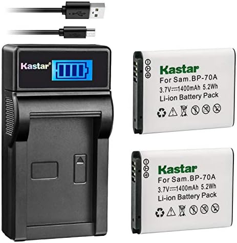 Kastar Battery & LCD Slim USB Charger for Samsung BP-70A, BP70A, EA-BP70A and ES65 ES67 ES70 ES71 ES73 ES74 PL80 PL81 PL100