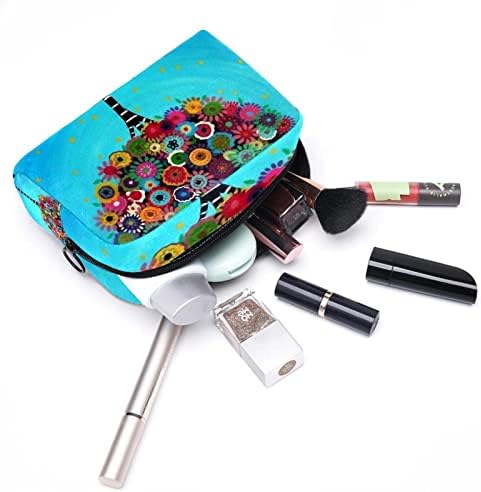 Tbouobt Bolsa cosmética para mulheres, bolsas de maquiagem Bolsa de higiene pessoal espaçosa presente de viagem, árvore de flores colorida