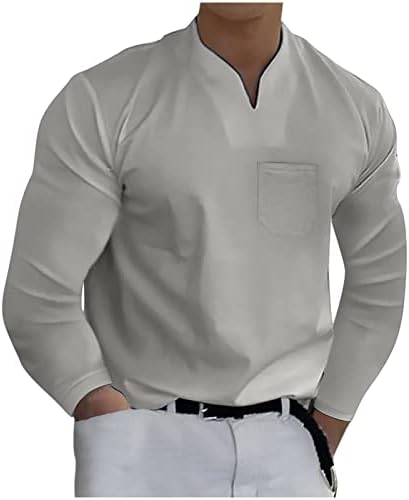 Tops for Men Mangas compridas T-shirt Moda Solid Dress Shirts Sports Sports Casual Blusa do Treinamento de Fitness Treinamento