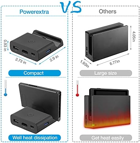 PowerExtra Portable Docking Station para Nintendo Switch, com doca de carregamento de substituição de substituição de TV Tipo