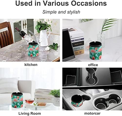 Flamingos exóticos Tropical folhas de couro cinzas de couro Fácil limpeza portátil portátil cigarro de cigarro para carro ou escritório em casa use mesa de decoração de mesa interna ou externa diâmetro 3