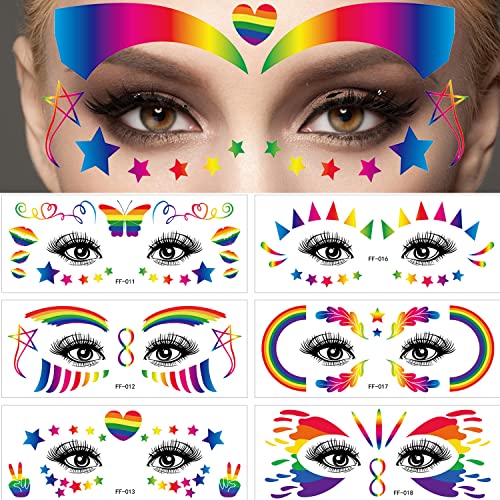 Gay Rainbow Tattoo Sticker LGBT PRIDE DIA FACO FACO TATATO TEMPORÁRIO ASSETADOR FACIAL STAPUPE FACION PARA MULHERES CRIANÇAS PRIDE Igualdade