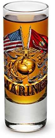 Us Marine Corps USMC Marines - Gold - EGA - Globo da Terra e Achor - Bandeira Double - Base Pesada de Banda de Vidro de Vidro