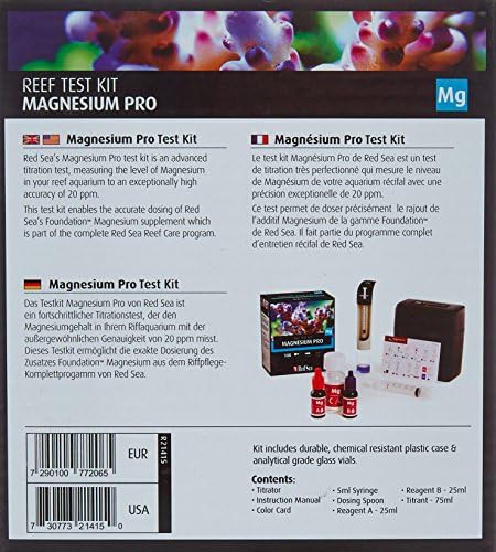 Red Sea Fish Pharm Are21415 Saltwater Magnesium Pro Test Kit para aquário, 100 testes