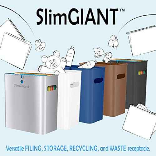 Itouchless Slimgiant 4,2 galões lixo fino lata com alças, lixeira de lixo de salto pequeno de 2-pacote de 16 litros, lixo pendurado em lixo, recipiente de armazenamento de pasta de revista/arquivo, cozinha de banheiro em casa, prata de prata, prata