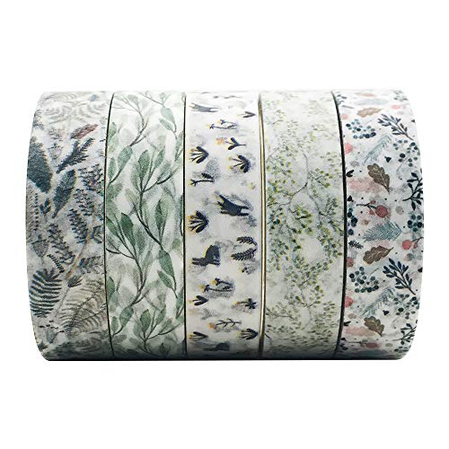 5 Rolls Fita Floral Washi Vintage, Enyan Japonês MASCHO