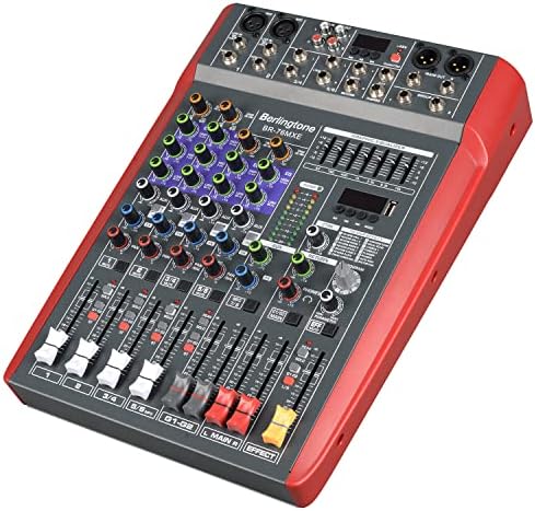 Berlingtone BR -76MX, Profissional 6 - Canal Bluetooth Studio Audio Mixer - DJ Som Controller, USB Drive, gravação de PC, RCA,