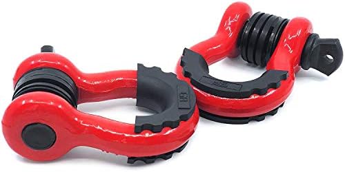 GearAmerica Tree Saver Winch Strap 3 x8 '35.000 lbs força + 2pk de serviço pesado D grilhões vermelhos 58.000 lbs força + snatch bloco 9ton