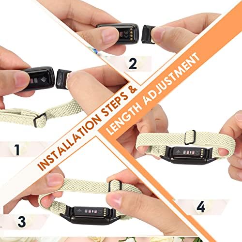 Bandas de nylon elásticas enkic apenas compatíveis com bandas de luxo Fitbit para homens, respirável ajuste em loop de pulseira